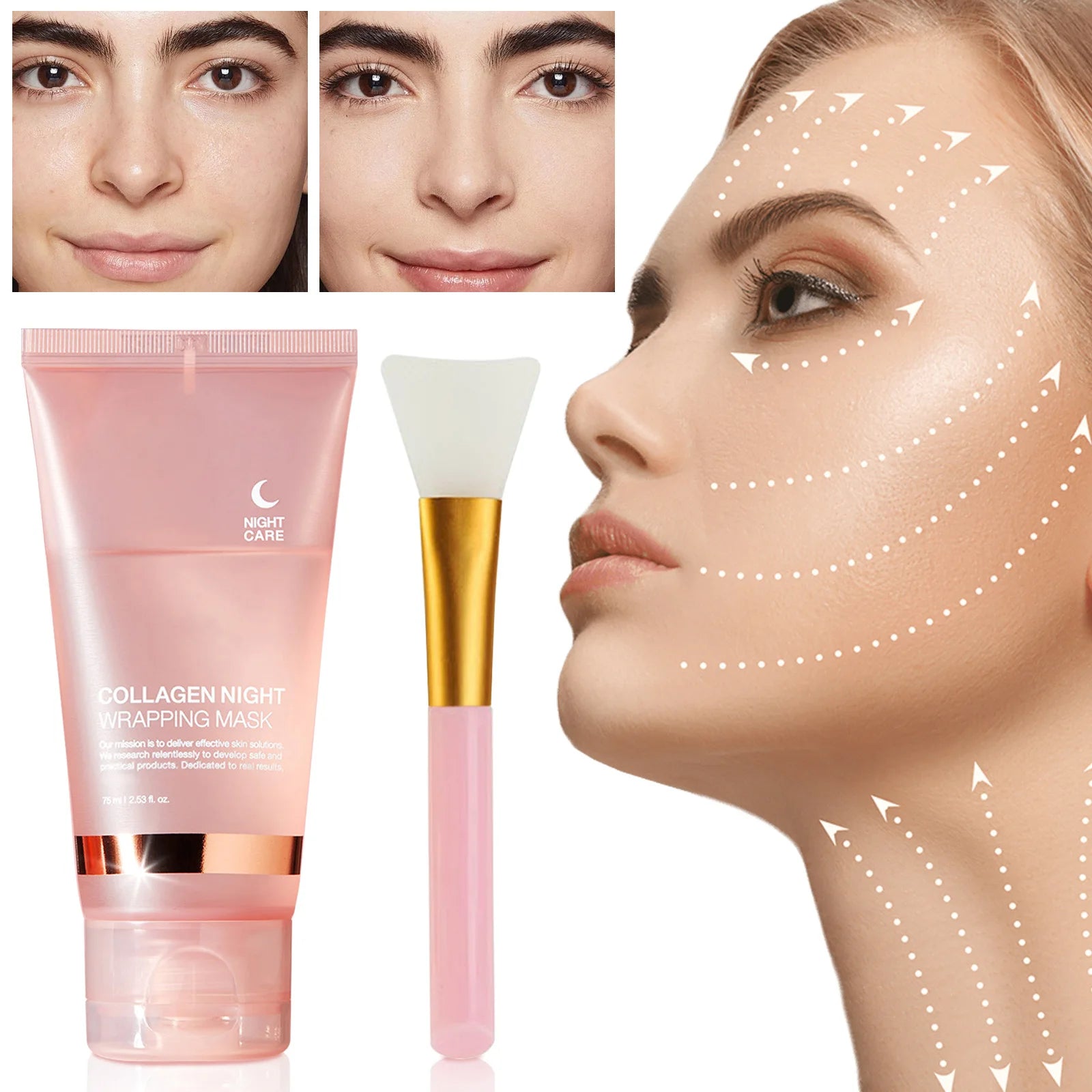 Masque Nuit au Collagène Hydrolysé 75ml – Fermeté, Hydratation & Éclat | Anti-Relâchement & Teint Terne