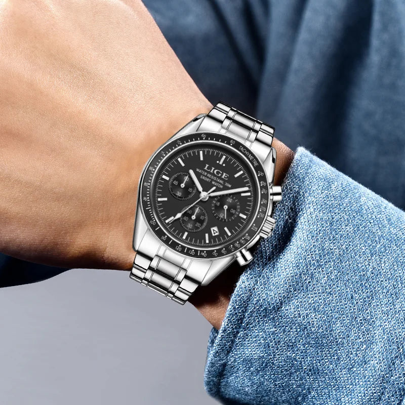 Herrenuhr LIGE Luxus Fashion Quarz – Edelstahl Leuchtend Wasserdicht Trendig