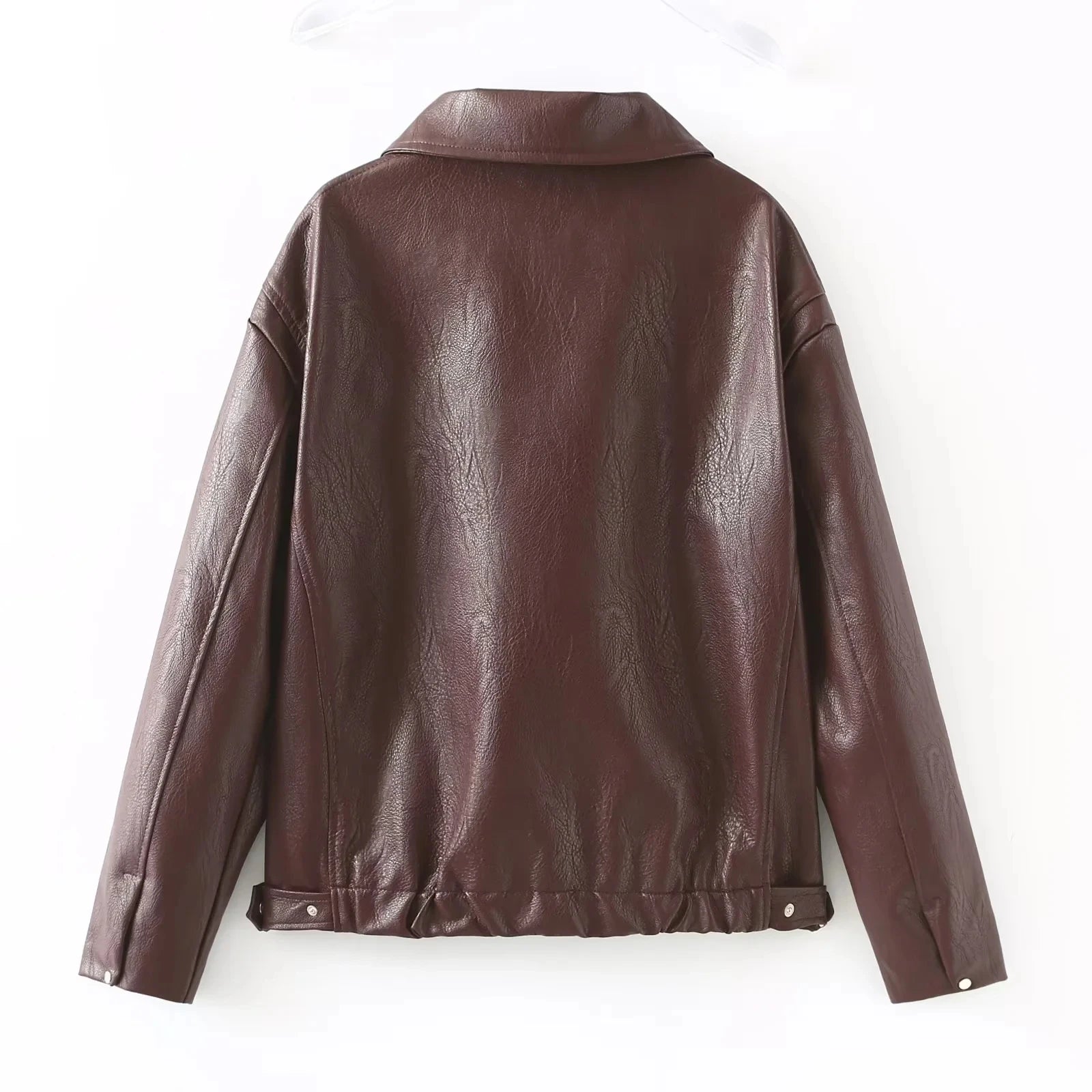 Veste En Cuir Streetwear Femme - Blouson Moto Casual Chic Noir & Rouge | Style Urbain