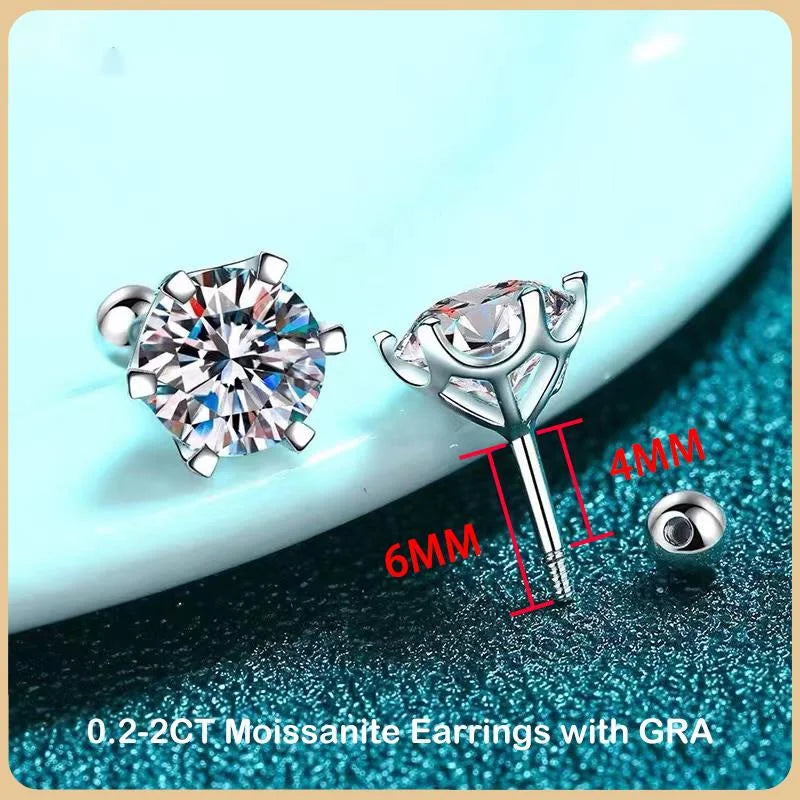 Puces Moissanite Vis Argent 925 Couleur D 6 Griffes – Éclat Diamant Éblouissant | Bijou Mariage & Fine Jewelry Femme | Cadeau Luxe