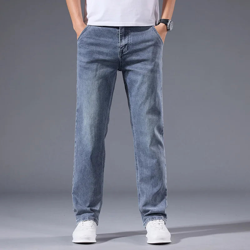 Jean Homme Loose Straight Leg Rétro Lavé Élastique Casual Toutes Saisons Polyvalent Confortable Intemporel Élégant – Jean Loose Premium Straight Leg Rétro | Mode Homme Denim Premium Polyvalent