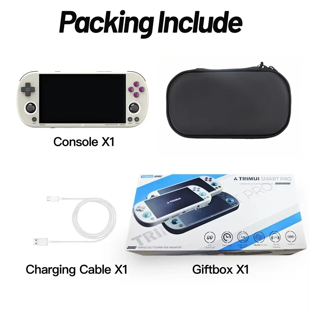 Trimui Smart Pro Console Rétro Portable 4.96'' IPS – Linux, Joystick RGB | Cadeau Gaming Jeux Rétro
