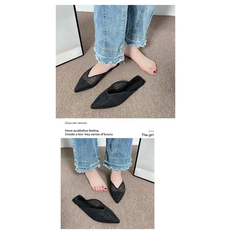 Mules Mesh Pointed Toe Slingback Femme 2025 – Respirantes Casual Slides Flip-flops Été