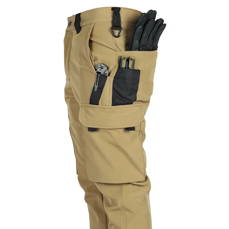 Herren Taktische Fleece Softshell Cargohose Multipocket Outdoor Wandern Sport Militär Warm Herbst Winter Arbeit – Premium Tactical Hose Allrounder | Outdoor Mode Premium Herren