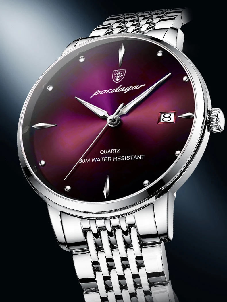 Montre Homme POEDAGAR Luxe Sport Quartz – Acier Lumineux Étanche Date Business