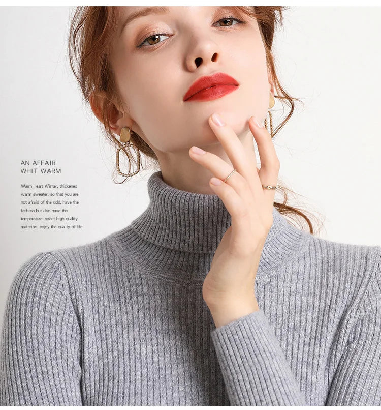 Pull Col Roulé Cachemire Ultra-Doux Femme - Tricot Basique Chic Automne Hiver | Heliar