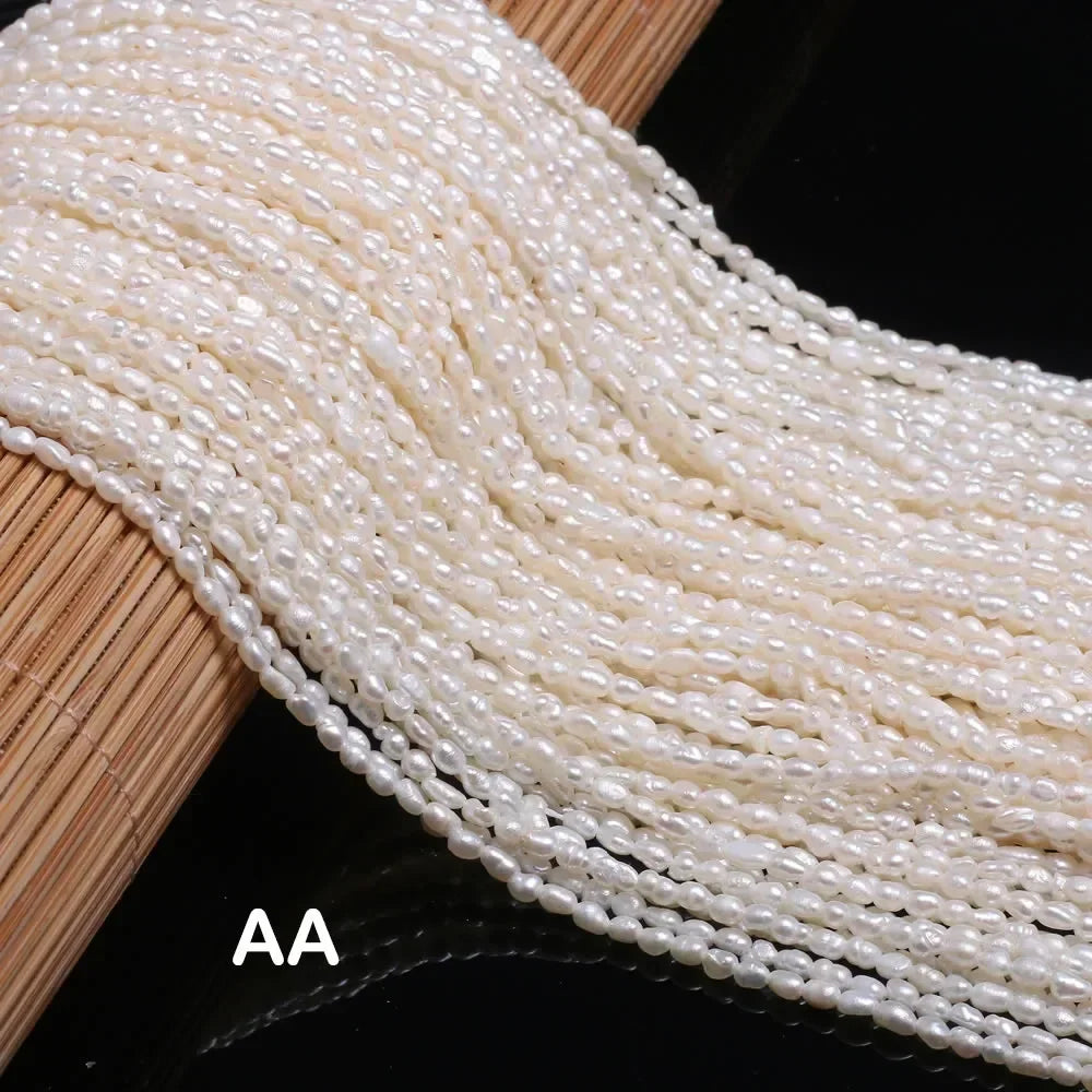 Perles Nacrées Naturelles d'Eau Douce Forme Riz Percées – Perles Vrac DIY | Collier, Bracelet & Bijoux Fait Main | Qualité Premium