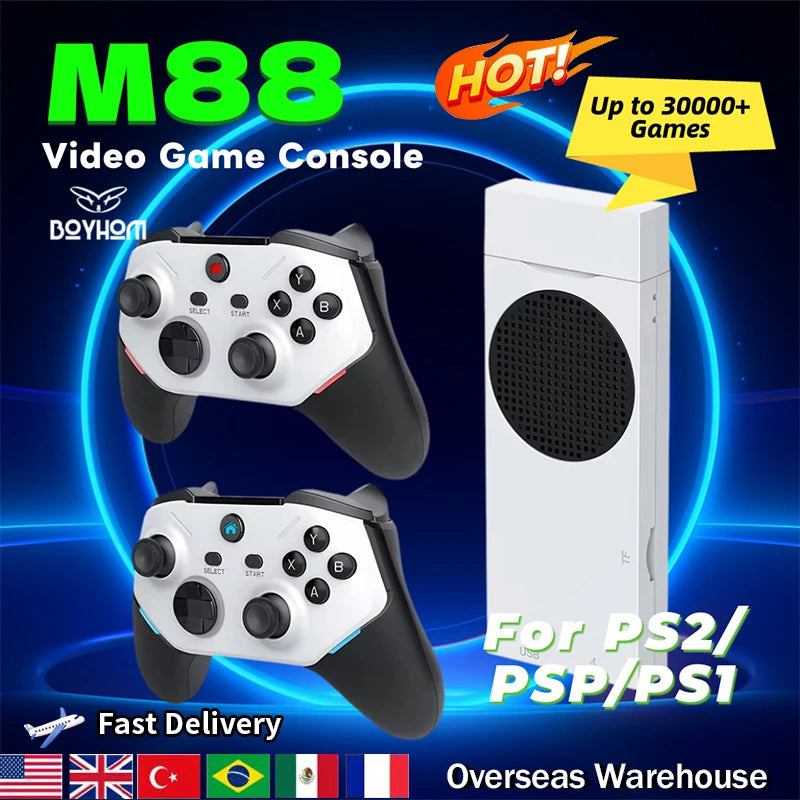BOYHOM M88 Console de Jeu Rétro 4K – Clé HDMI ARM Mali-G52 GPU, 20 000 Jeux Intégrés, Manette Sans Fil, Compatible PS2/PS1/N64/DC