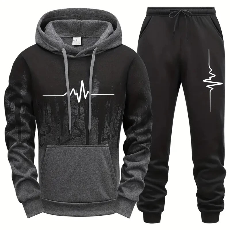 Ensemble Survêtement Homme 2 Pièces Hoodie + Pantalon Jogging Casual Sport Confort Quotidien Fashion Polyvalent Premium – Tenue Sport Complète | Mode Homme Sport Premium