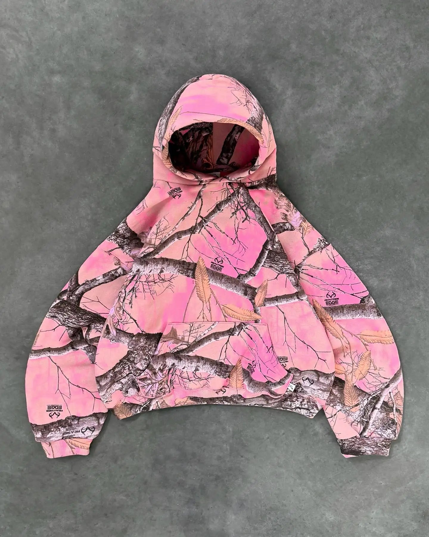 Sweat à Capuche Zippé Unisexe Y2K Rétro Camouflage Rose Branches Imprimé Streetwear Harajuku Boxy Casual – Hoodie Tendance Oversize | Mode Unisexe