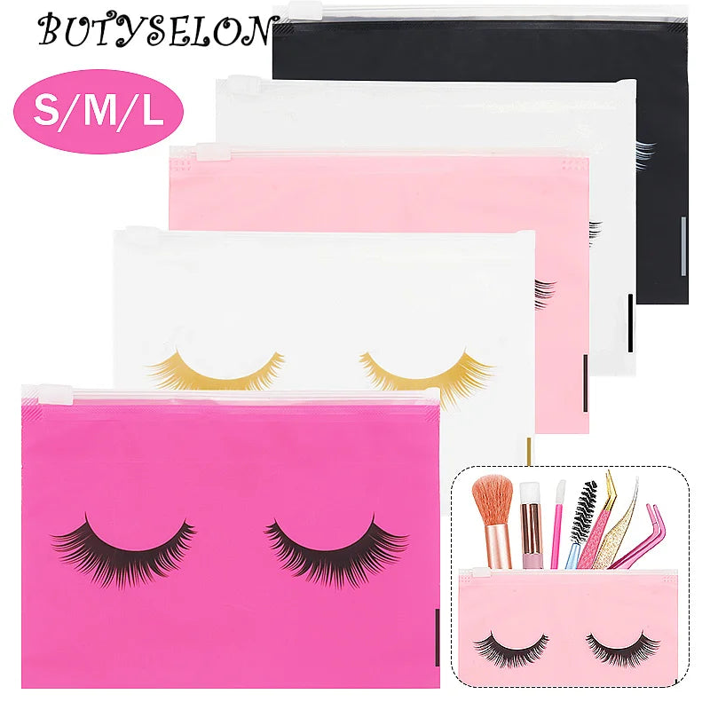 Pochettes Aftercare Extension Cils – Lot 10 Pcs avec Fermeture Éclair | Emballage Professionnel