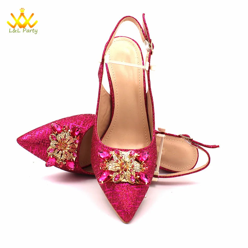 Ensemble Chaussures + Sac Italien Orange Cristal – Pumps Luxe Mariage Fête 2024