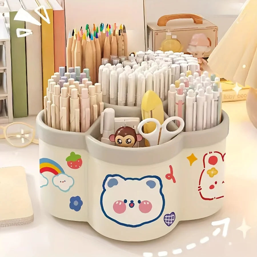 Porte-Stylos 360° Rotatif Multifonction – Organisateur Bureau Maquillage Papeterie Étudiant