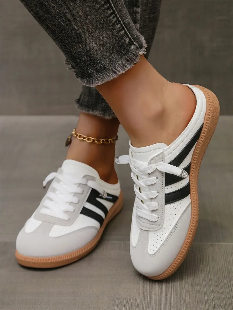 Sneakers Clogs Plateforme Baotou Femme 2025 – Bout Rond Flat Sport Casual Slip-on Été