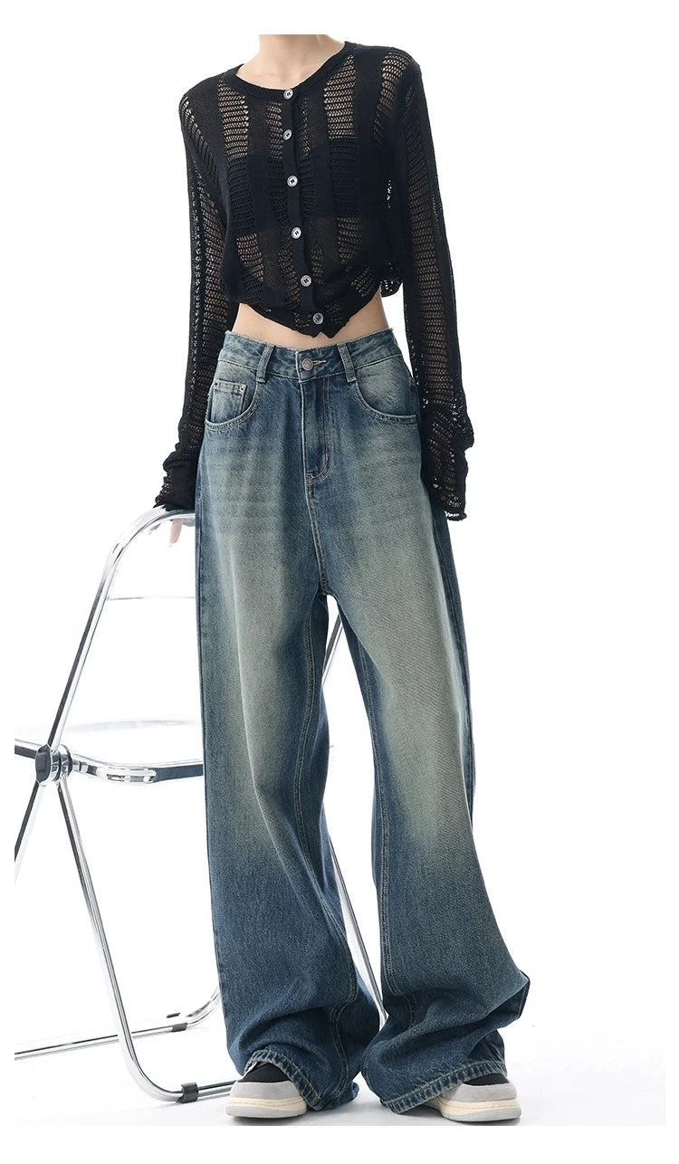 Jean Baggy Femme Taille Haute Boutons Vintage Style Américain Slim Casual Automne – Duomofu | Jean Chic Décontracté Mode
