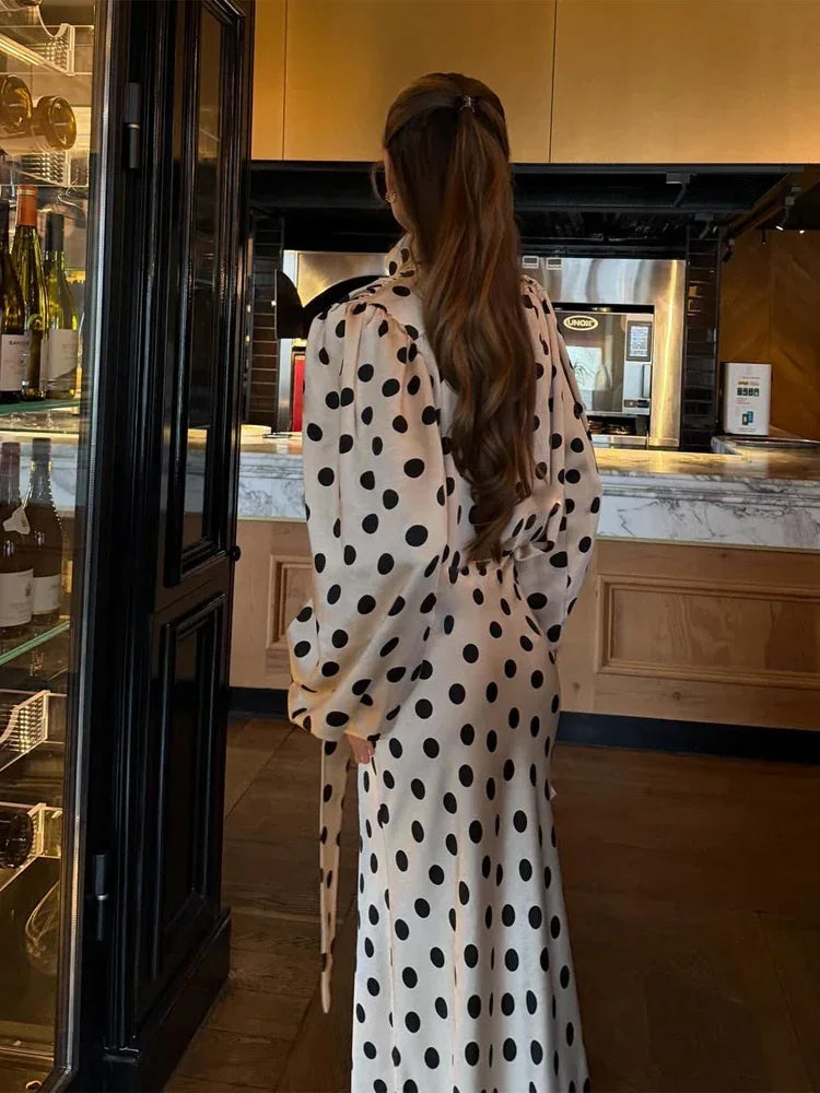 Ensemble 2 Pièces À Pois Femme - Chemise Manches Longues & Jupe Avec Foulard | Style Élégant Printemps 2026