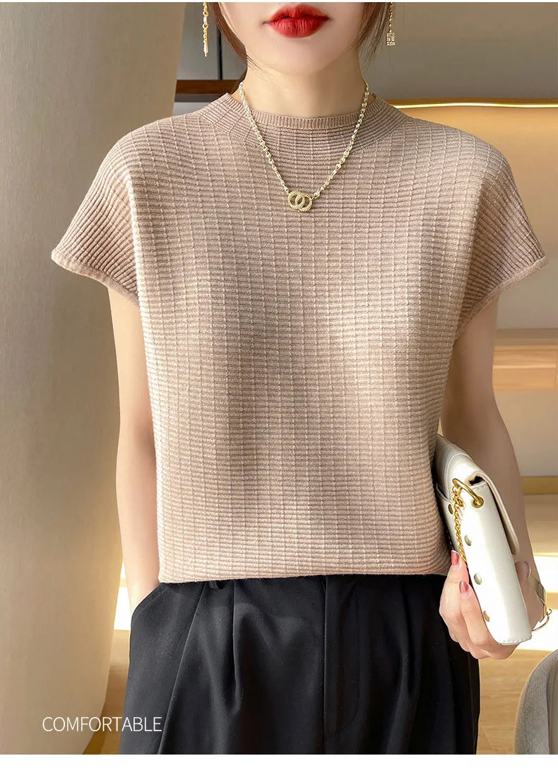 T-Shirt Femme Oversize Col Rond Uni Manches Courtes Doux Casual – Tee Mode Été Confortable | Basique Chic