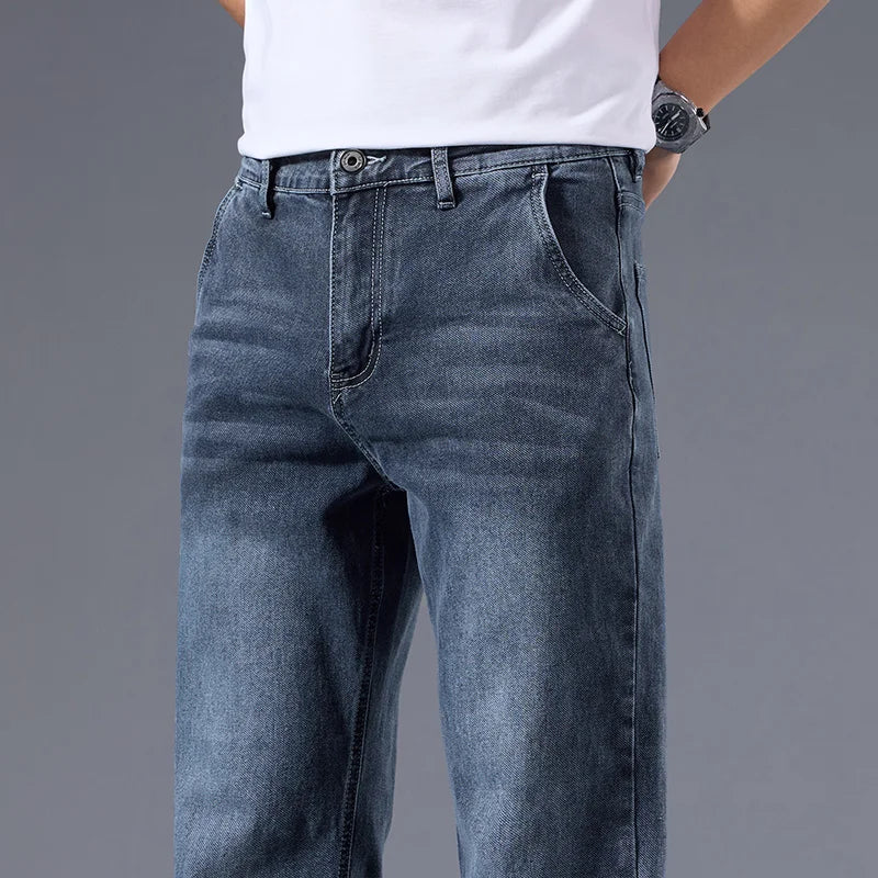 Jean Homme Loose Straight Leg Rétro Lavé Élastique Casual Toutes Saisons Polyvalent Confortable Intemporel Élégant – Jean Loose Premium Straight Leg Rétro | Mode Homme Denim Premium Polyvalent