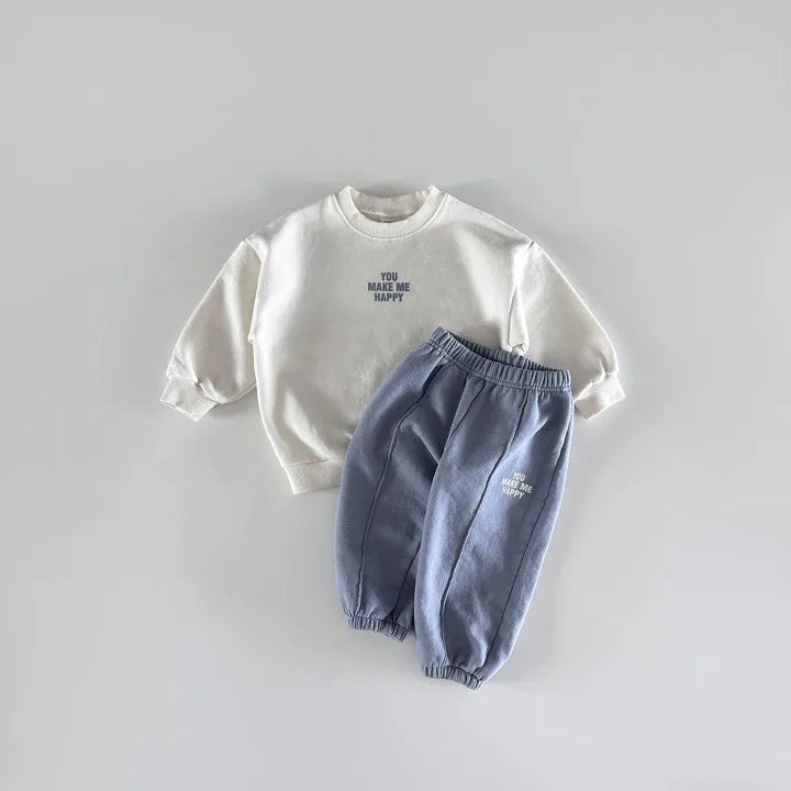 Ensemble 2 Pièces Enfant Pull Manches Longues + Pantalon – Style Coréen Casual Printemps Automne