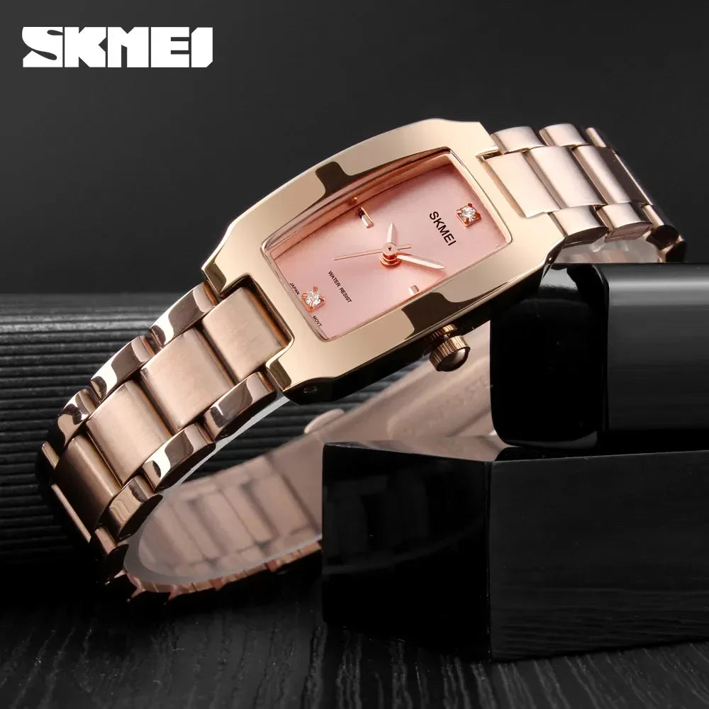 SKMEI Damen Luxusuhr Strass Silber Quarz Wasserdicht – Fein & Elegant Fashion Casual