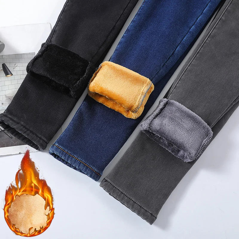Jean Femme Thermique Skinny Taille Haute Chaud Polaire Stretch Denim – Pantalon Crayon Hiver Neige Confortable | Mode
