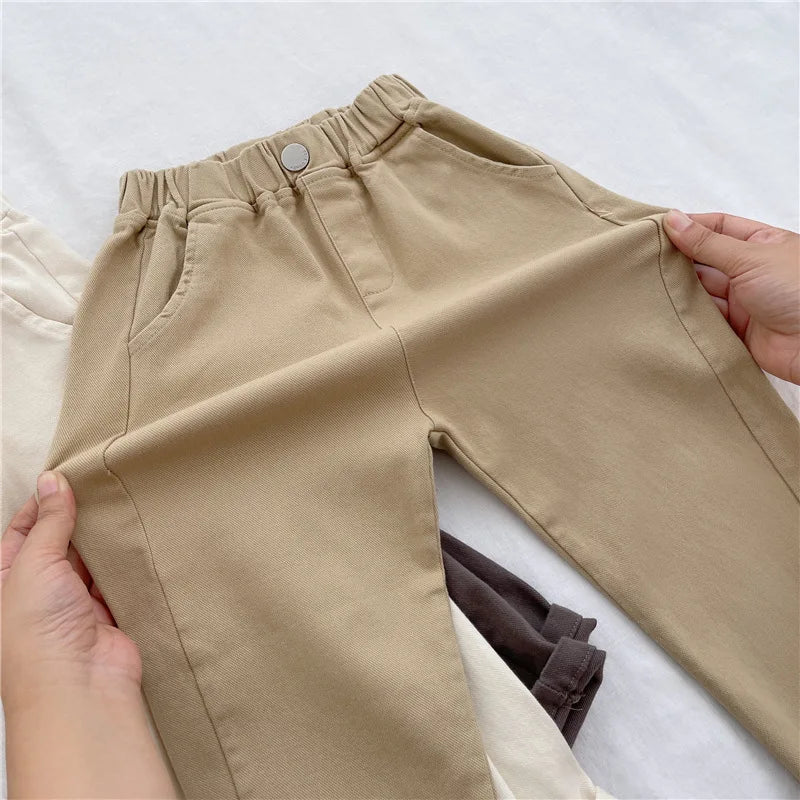 Pantalon Sarouel Enfant Unisexe Couleur Unie – Pantalon Sport Loose Casual Printemps Été 2-8 Ans