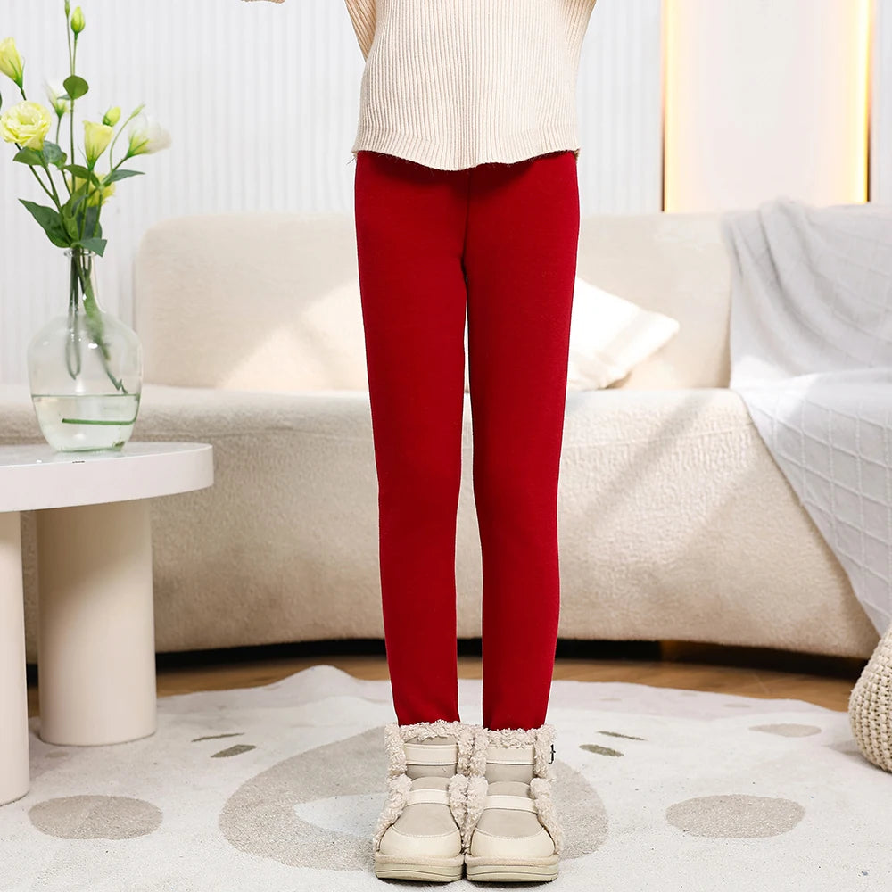 Legging Fille Hiver Polaire Épais Couleurs Bonbon – Pantalon Slim Chaud Élastique Princesse
