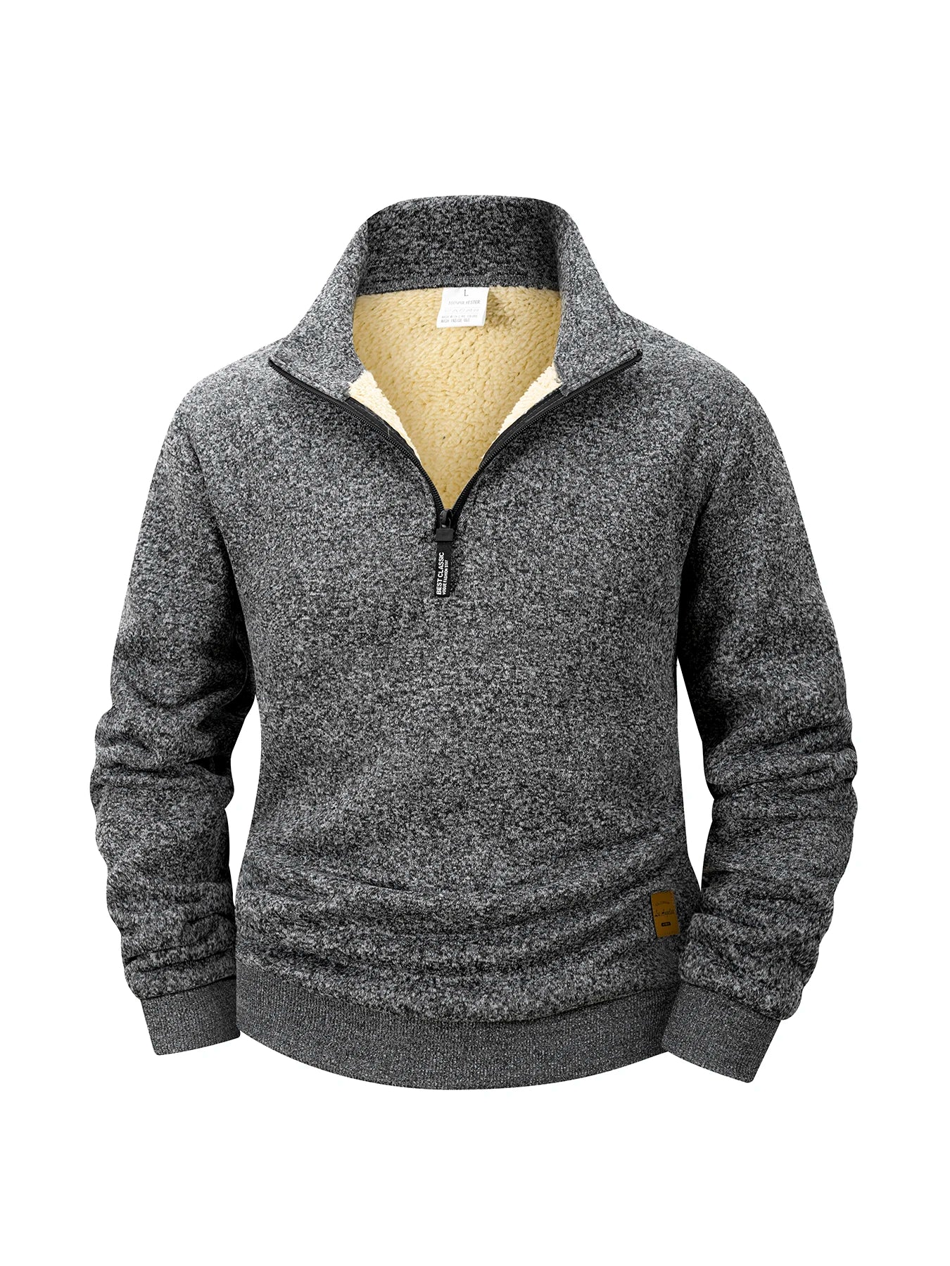 Sweatshirt Homme Polaire Intérieur Chaud Hiver Demi-Zip Col Montant Couleur Unie Outdoor Confortable | Pull Polaire Demi-Zip Premium