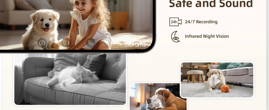 Blurams 2K 360° PTZ WLAN-Innenkamera – Überwachung von Haustieren und Zuhause, Nachtsicht, 2-Wege-Audio, Mobile App | Sicherheit
