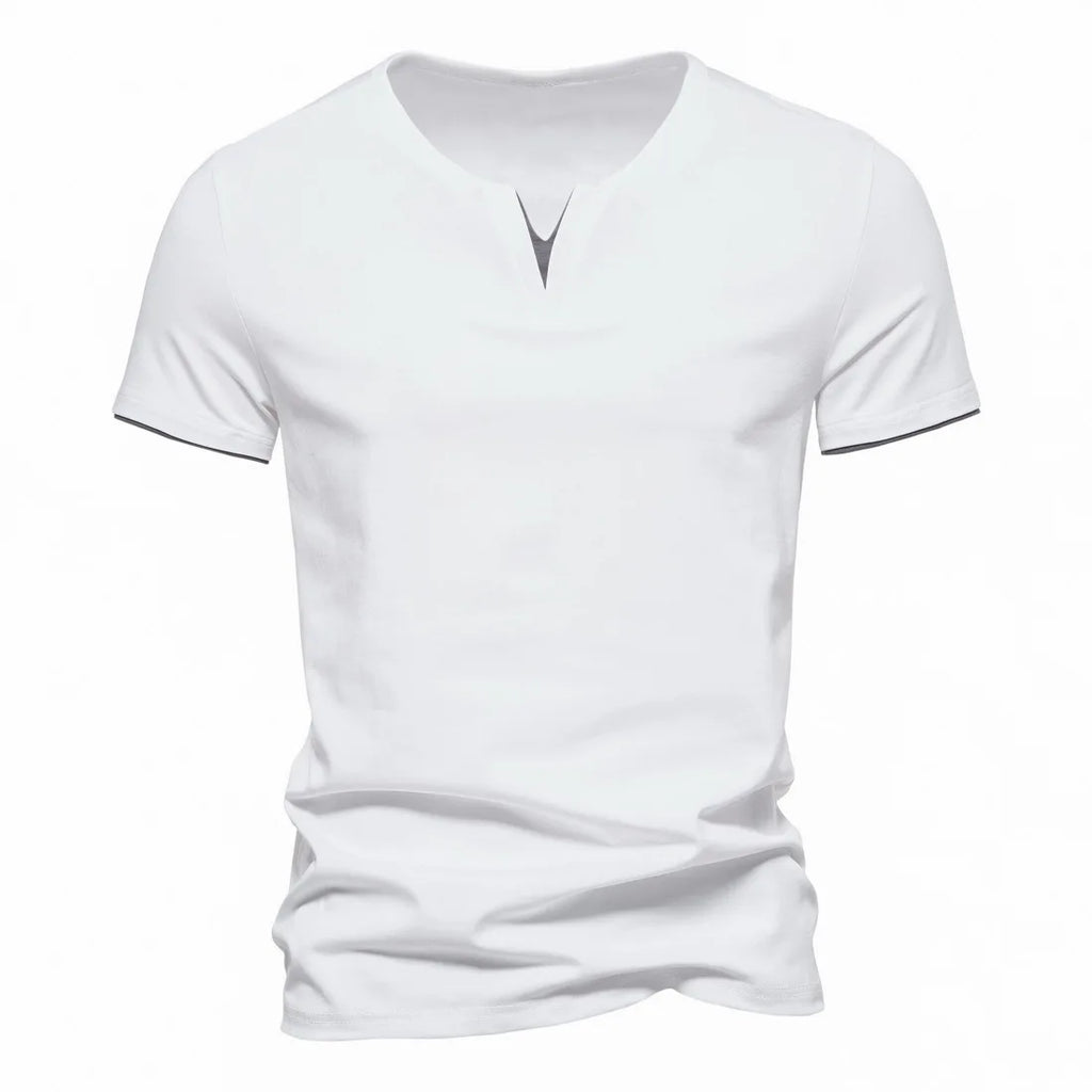 Herren Henley T-Shirt V-Ausschnitt Kurzarm Baumwolle Slim Fit Lässig Basic Sommer Bequem Atmungsaktiv Elegant Zeitlos – Premium Slim Henley T-Shirt | Premium Casual Herrenmode