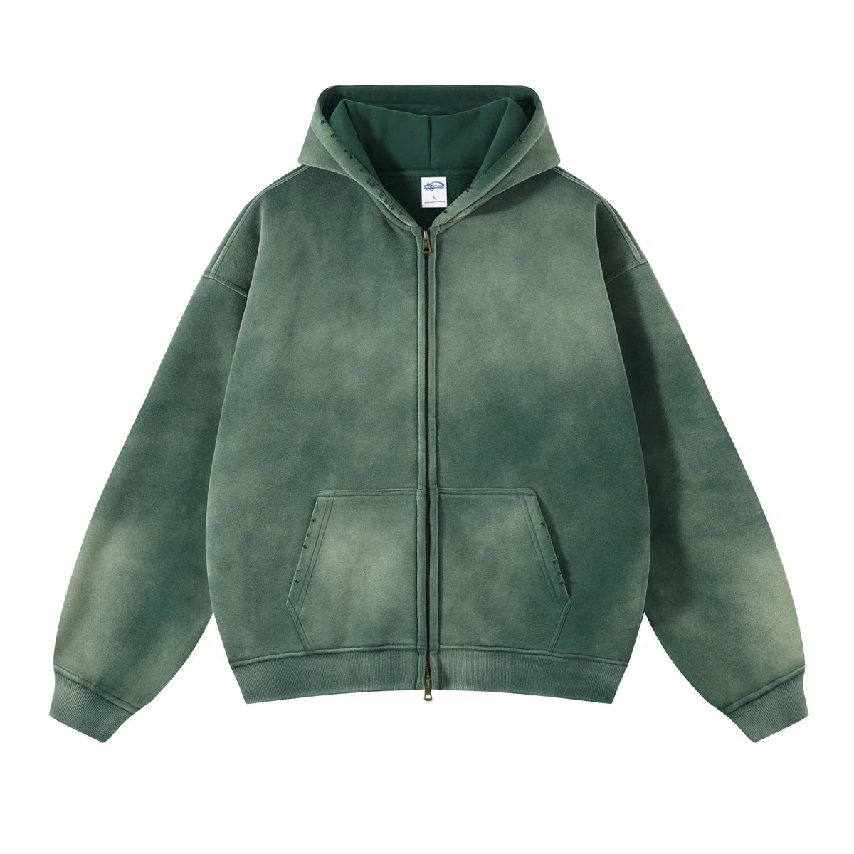 Hoodie Homme Oversize Zip Tie Dye Dégradé – Sweat Cardigan Peluche Loose Grande Taille Hiver | Mode Homme Premium
