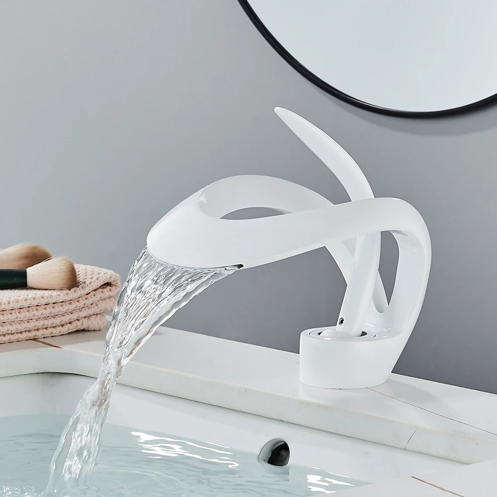 Black Brass New-Style Basin Faucet Bathroom Mixer Tap Hot Cold Water Deck Mounted Gold Luxury Sink Faucet