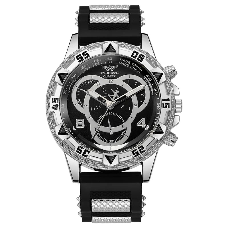 Montre Homme Sport Quartz Analogique Bracelet Silicone – Fashion Casual Tendance