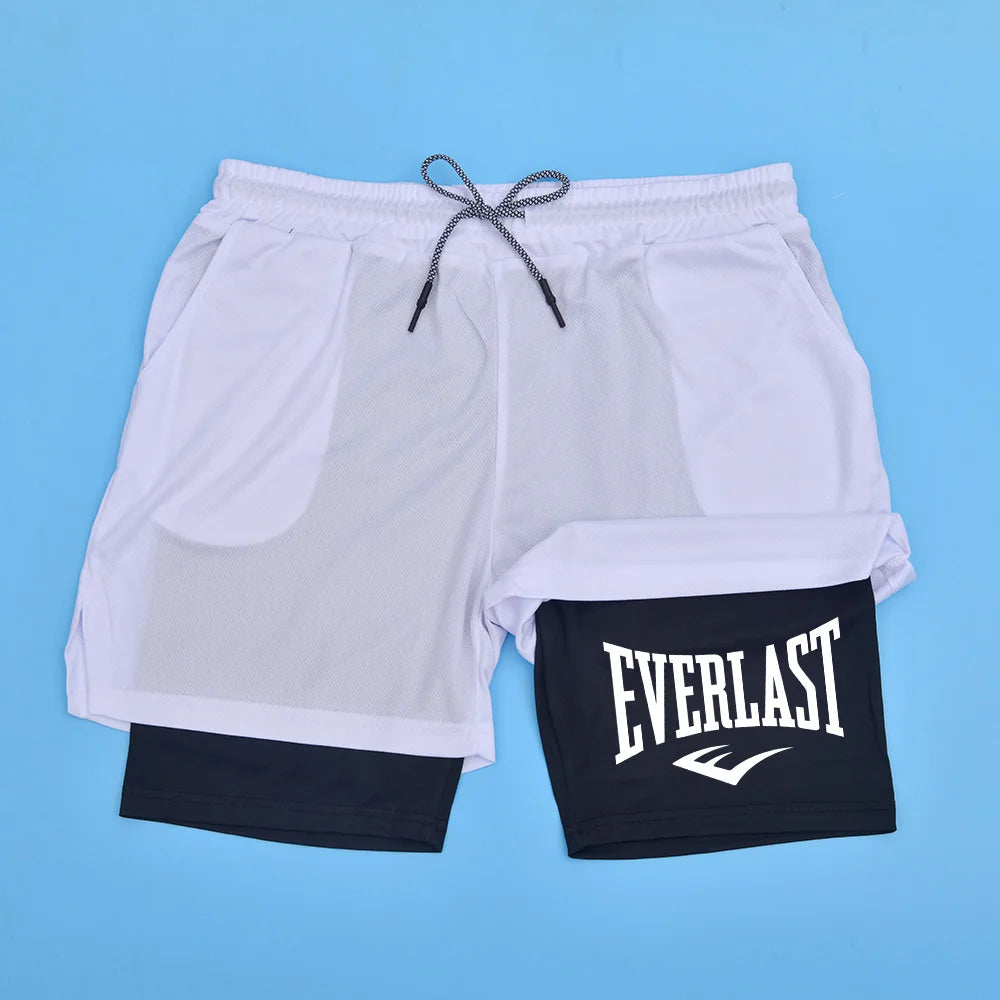Short Homme Compression Gym Double Couche Séchage Rapide – Basketball Fitness Musculation Imprimé Sport Casual | Mode Homme Performance