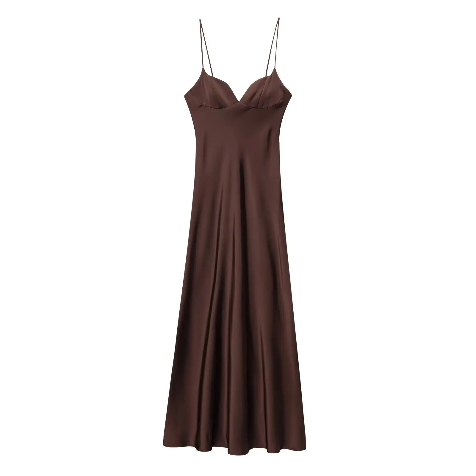 Damen Maxikleid Satin Rot V-Ausschnitt Spaghetti-Träger Ärmellos – Eleganter Reißverschluss hinten | HH Sommer 2025