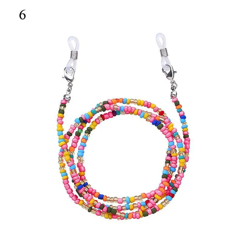Chaîne Masque & Lunettes Bohème Perlée - Lanyard Anti-Glisse Femme