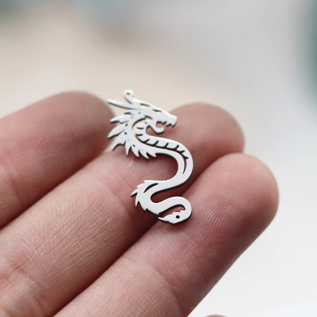 Lot 3 Breloques Animaux Acier Titane DIY – Renard, Lapin, Chat, Cygne, Dragon, Serpent & Plus | Pendentifs Bijoux Fait Main Bracelet & Collier