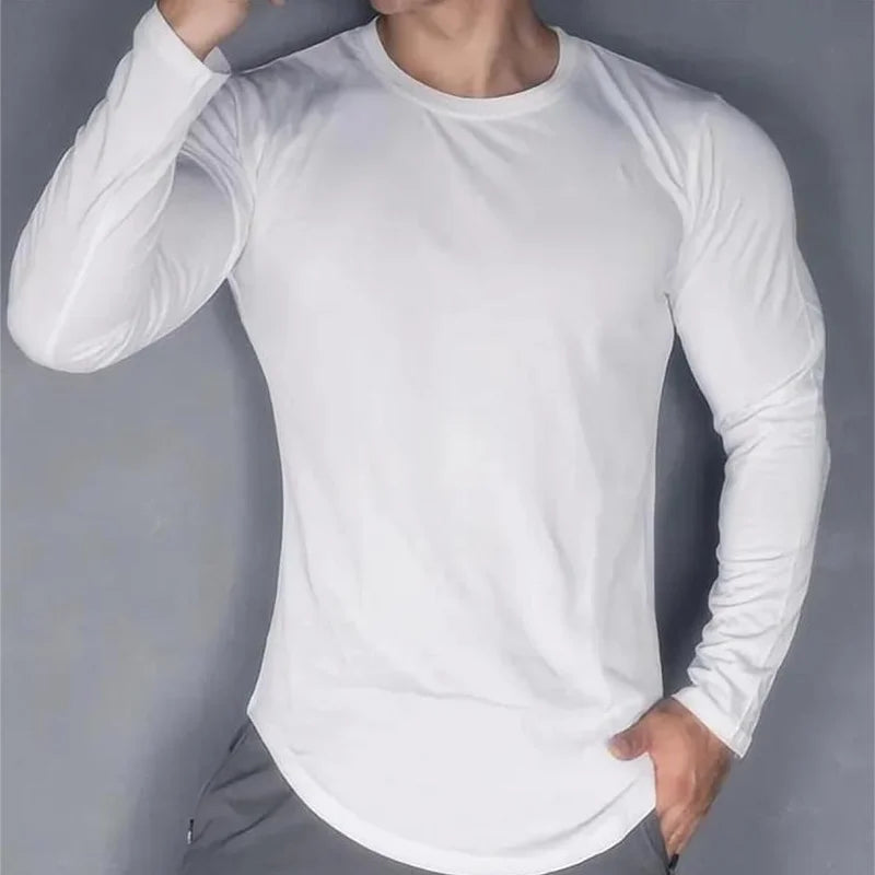 T-Shirt Manches Longues Homme Slim – Base Layer Running, Sport & Fitness | Séchage Rapide & Respirant | Automne-Hiver