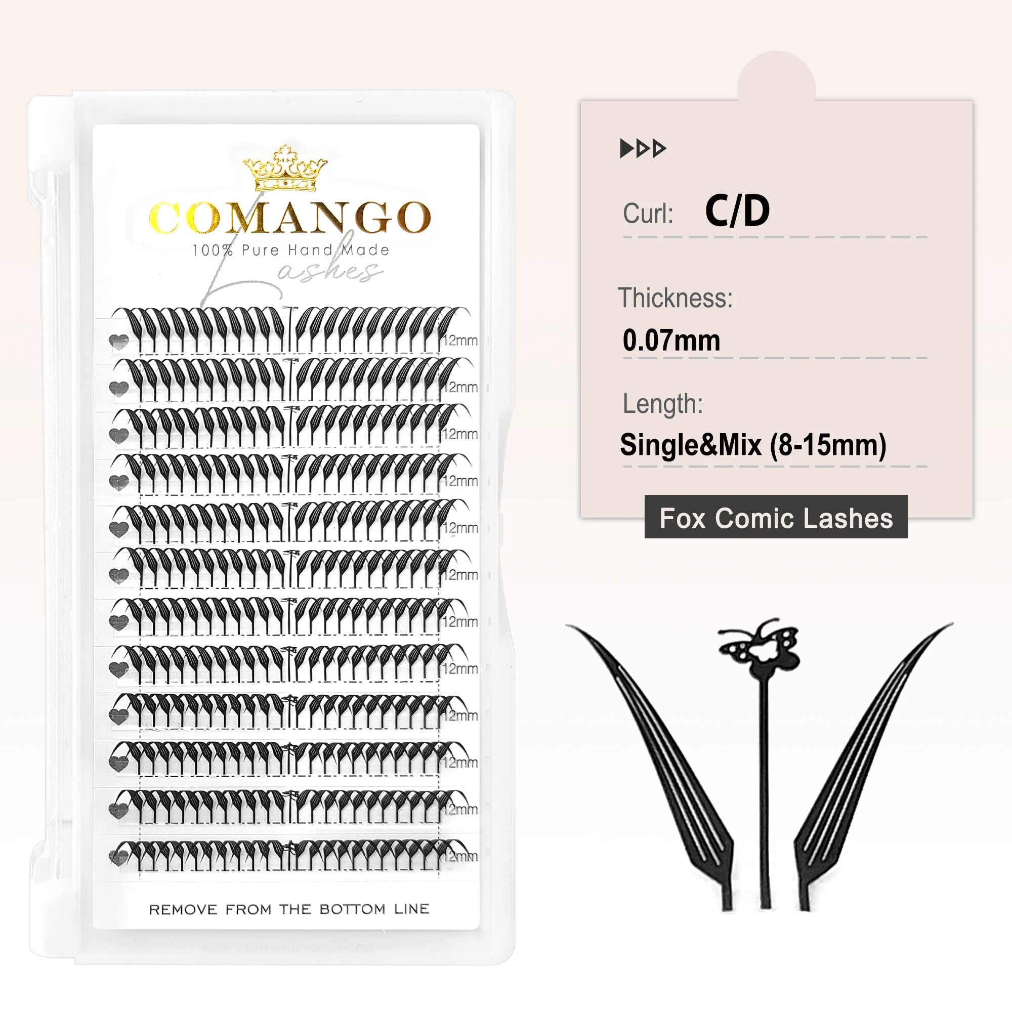Extensions Cils CoMango Fox Anime Spire – Fans Pré-faits Volume Naturel | Fournisseur Maquillage