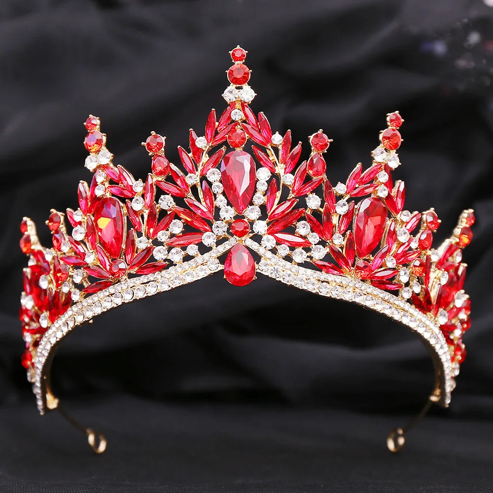 DIEZI Parure Couronne Baroque Mariage Cristal Opale – Tiare Collier Boucles Princesse
