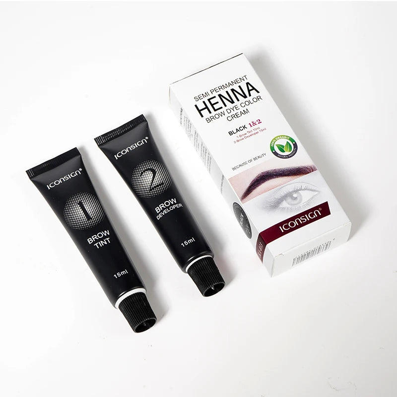 Teinture Sourcils & Cils Henné Semi-Permanente – 15 Min Action Rapide | Crème Tattoo Brow Professionnel