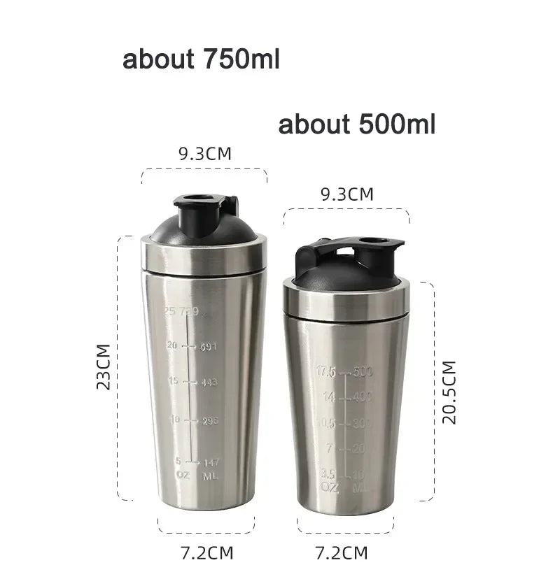 Shaker Protéiné Inox Sport Portable – Bouteille Nutrition Fitness & Musculation | Étanche & Sans BPA | Gym & Workout