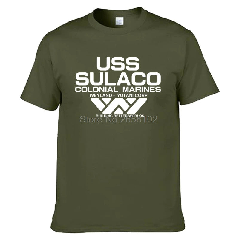 T-Shirt Homme Alien USCSS Nostromo USS Sulaco Marines Coloniaux Manches Courtes Coton Col Rond – Fan Art Sci-Fi Culte | Mode Homme Streetwear