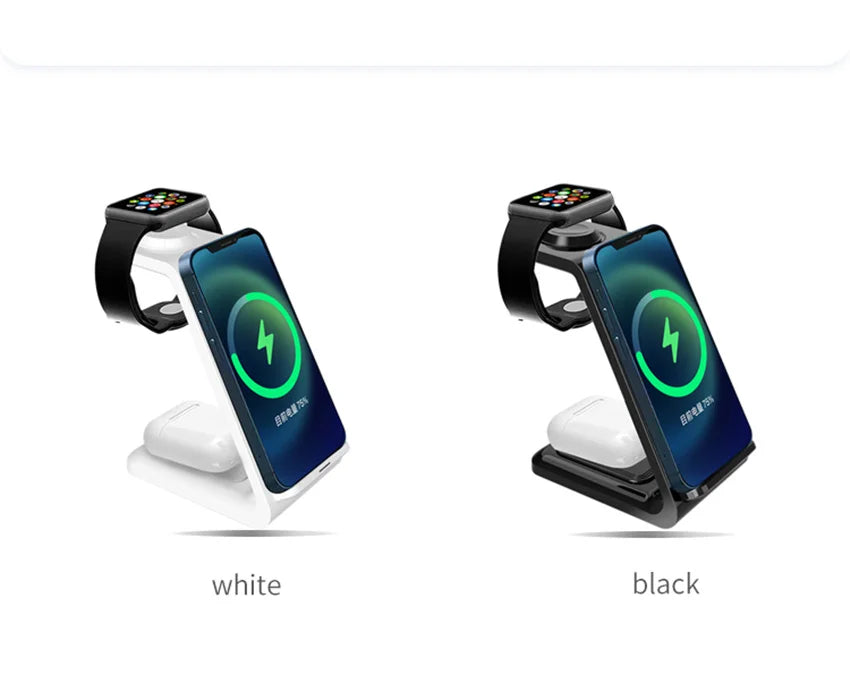 Chargeur 3-en-1 Stand Charge Rapide – iPhone 17-12 Apple Watch 6-8 iWatch AirPods Pro