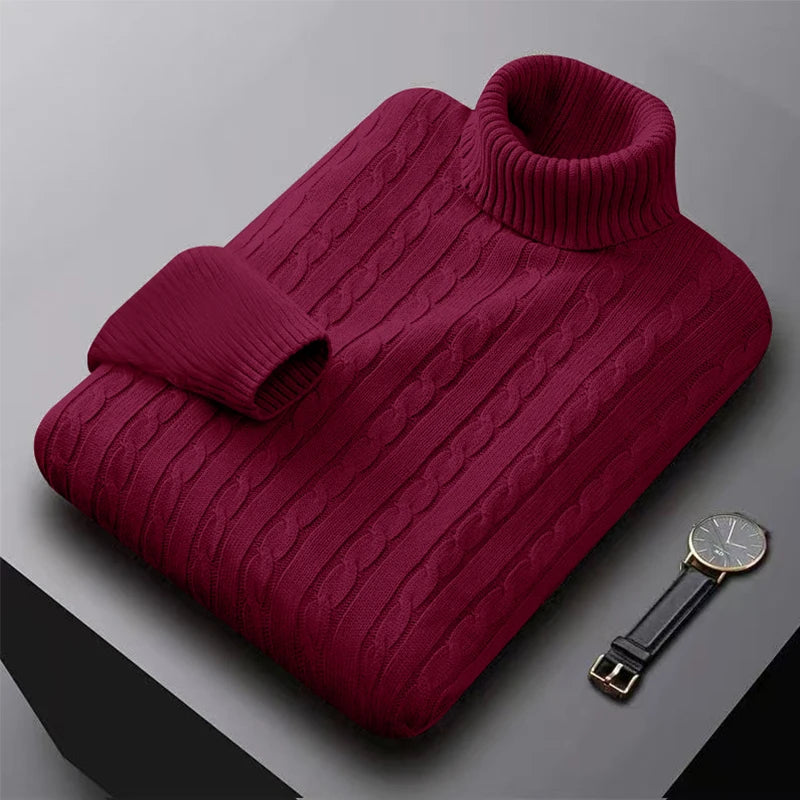 Herren Rollkragenpullover Hochwertig Gestrickt Einfarbig Warm Lässig Wolle Pullover Outdoor Winter Bequem Trendig – Premium Stehkragen Pullover Alle Jahreszeiten | Herrenmode Winter Premium