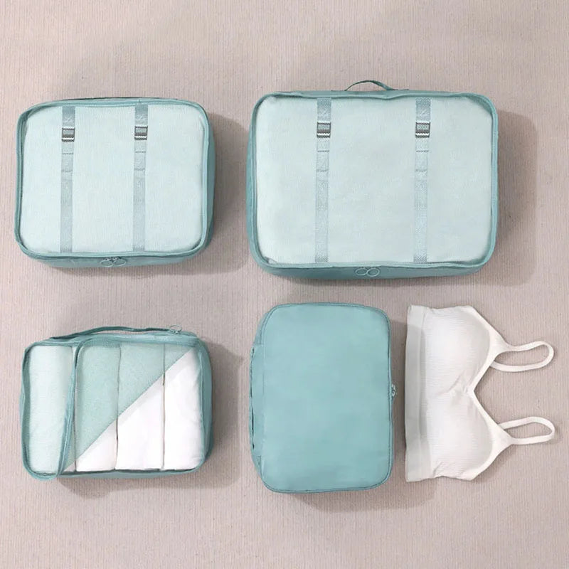 Set 7 Organisateurs de Voyage Packing Cubes – Rangement Valise Vêtements Chaussures Pliable