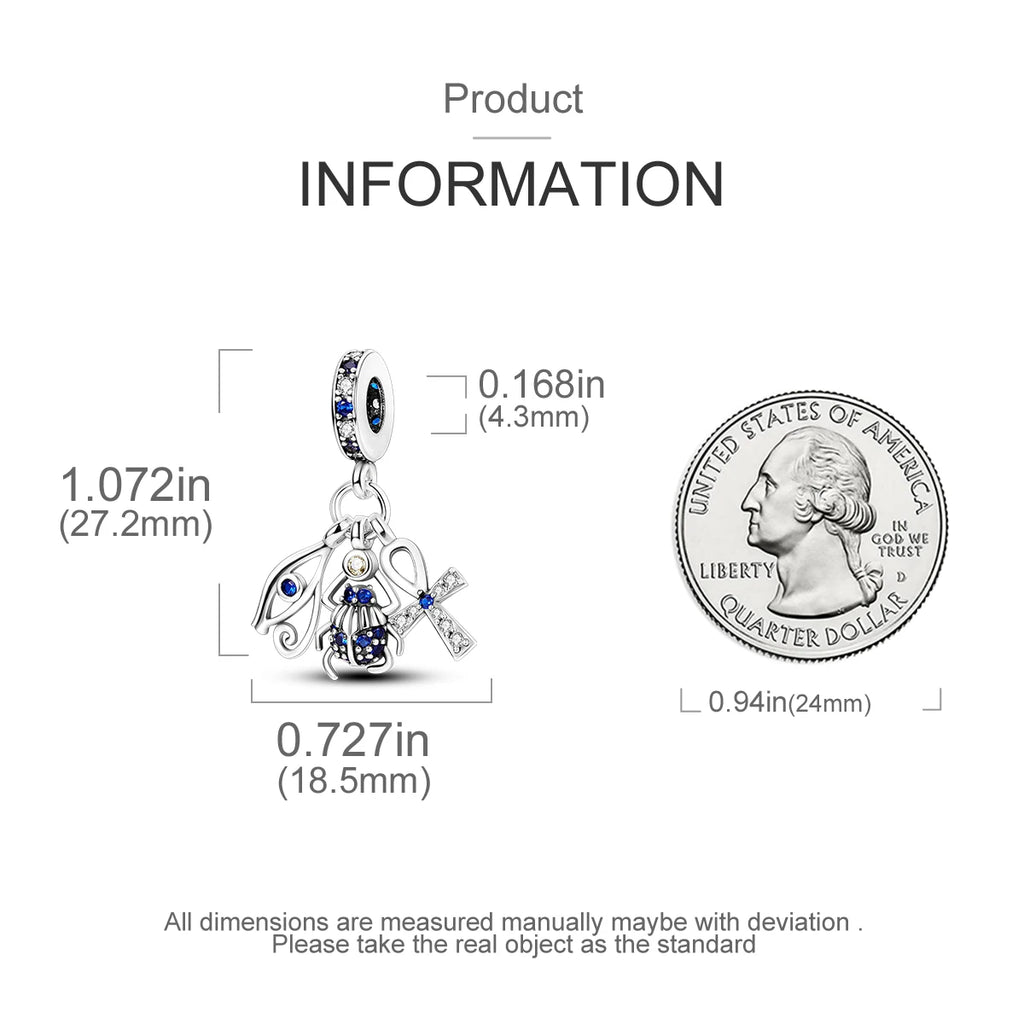 Charm Argent 925 Pendentif Croix, Ange, Pyramide & Pharaon – Breloque Spirituelle & Symbolique DIY | Compatible Bracelet Original | Bijou Personnalisé