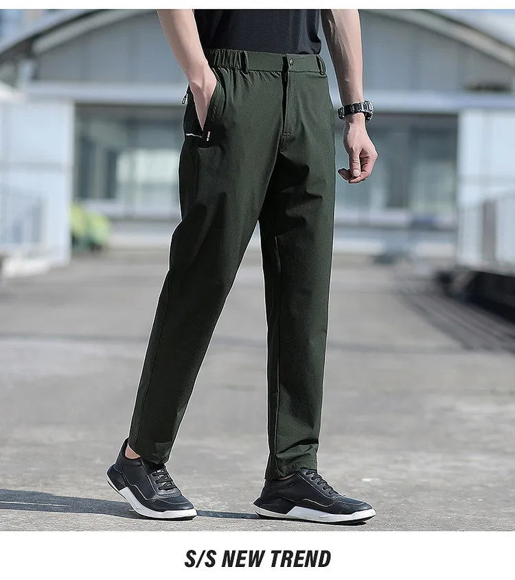 Pantalon Homme Grande Taille Soie de Glace Stretch Respirant Jambe Droite Séchage Rapide Élastique Été Confortable Léger Noir Jusqu'à 6XL – Pantalon Premium Grande Taille Soie de Glace Stretch Été | Mode Homme Grande Taille Premium