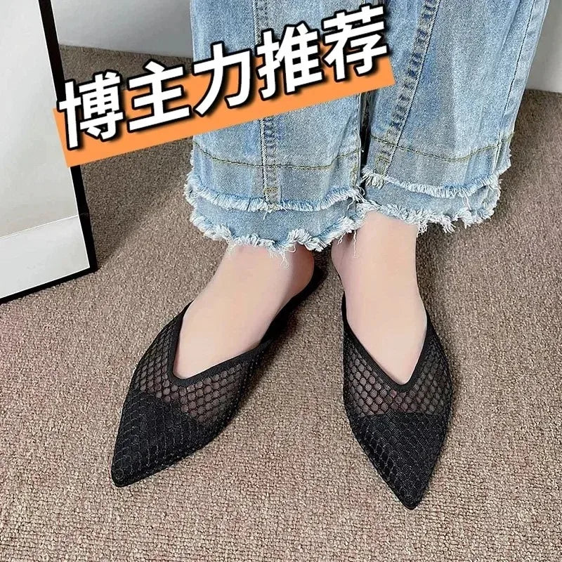 Mules Mesh Pointed Toe Slingback Femme 2025 – Respirantes Casual Slides Flip-flops Été