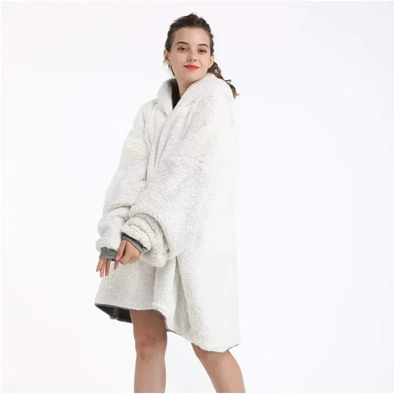 Hoodie Couverture Oversize Zip Avant – Polaire Deluxe Manches Confortables Poche Profonde Hiver